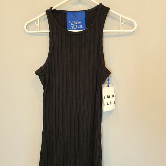 Simon Miller Rib Goomba Dress NWT Black Sleeveless Bodycon Womens XS - Picture 3 of 16